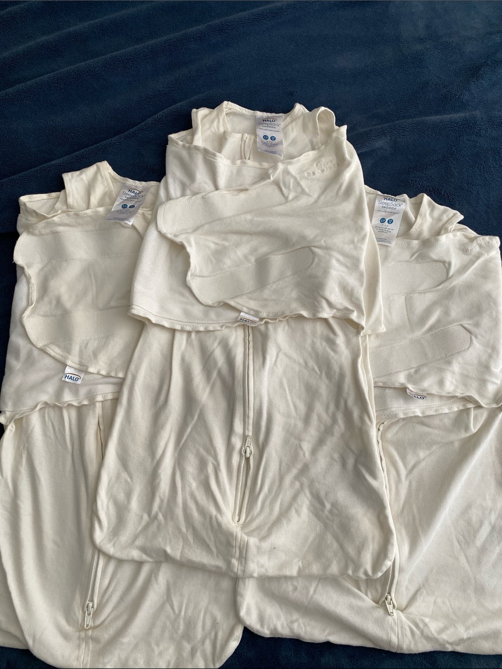 Halo Cream Colored Cotton Zippered Sleep Sack Swaddle Bundle